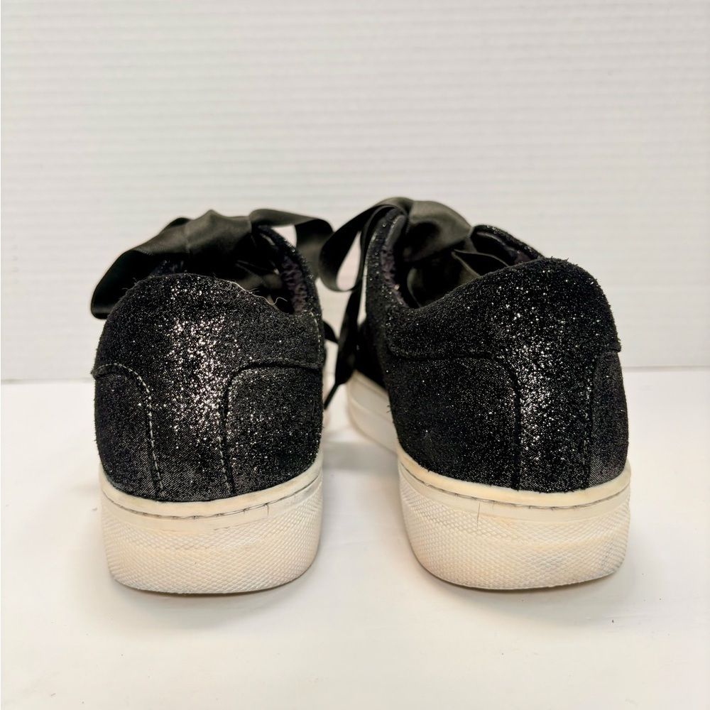 Northstar Black Glitter Platform Sneakers Satin Ribbon Laces - Picture 5 of 11